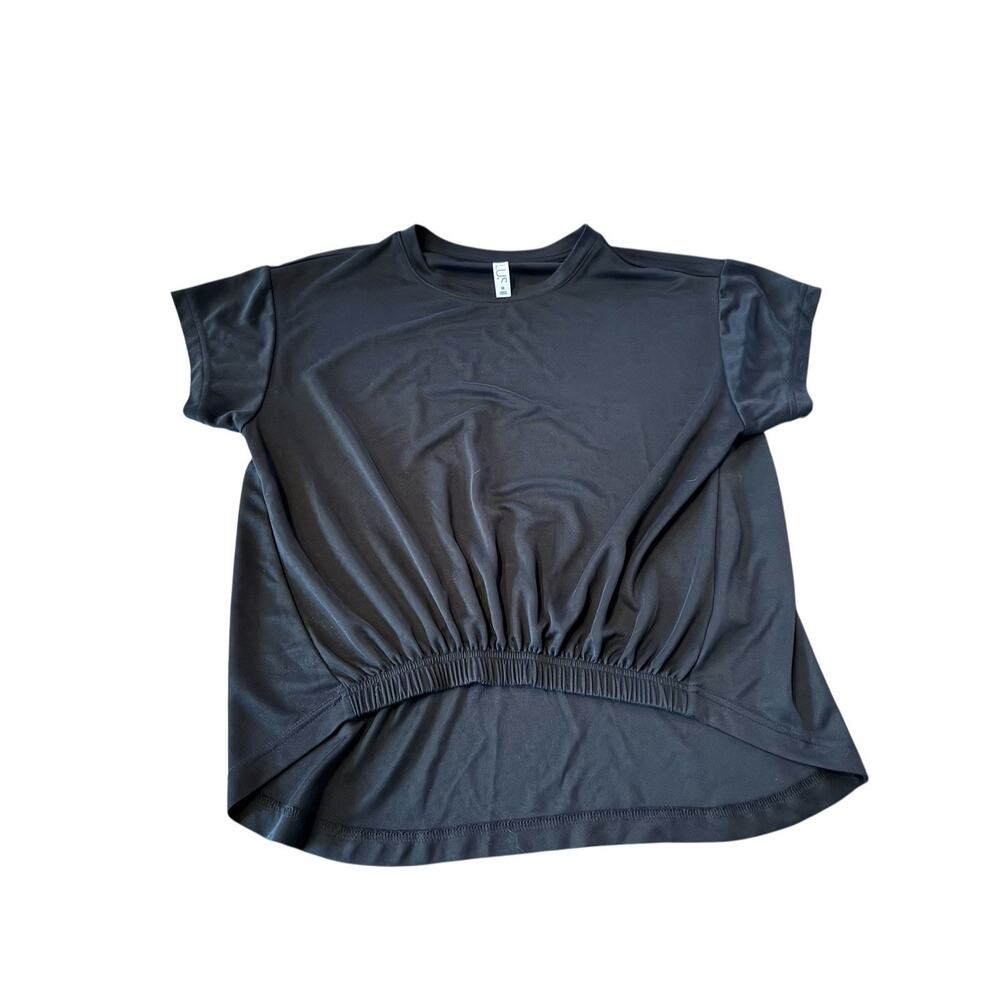 Stylus Black Hi Low Waist Top‎ Womens Medium Modal Stretch Short Sleeve Classy